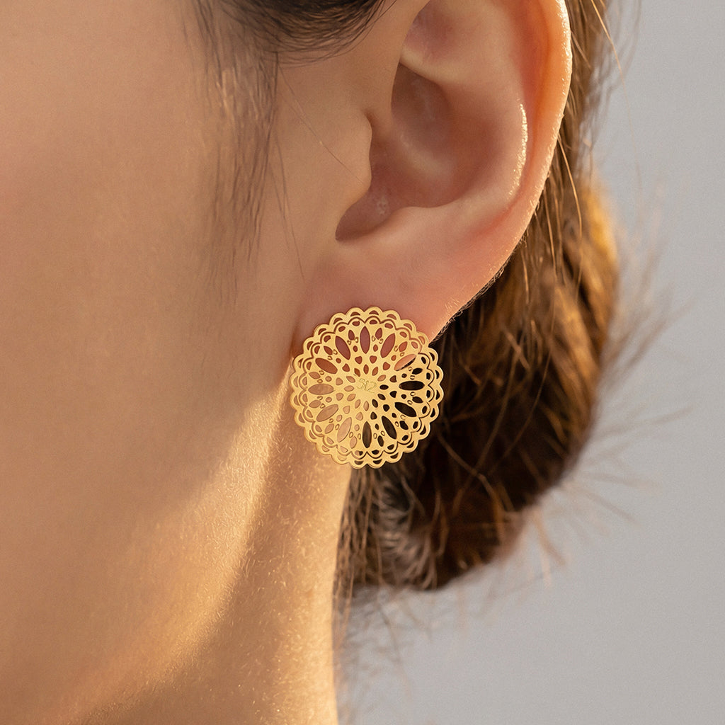 512 BRULL Mandala Ultra Slim Stud Earrings
