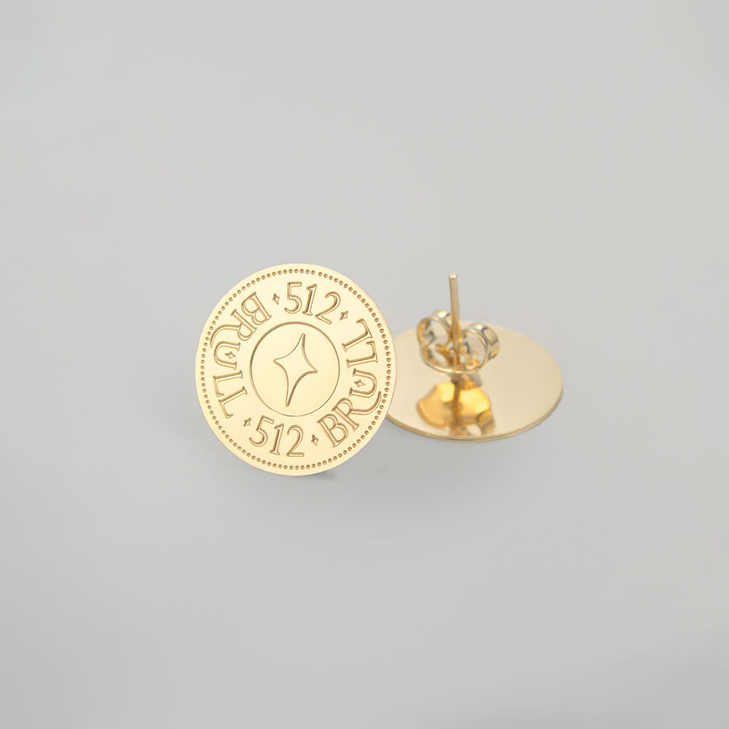 512 BRULL Golden Coin Ultra Slim Stud Earrings