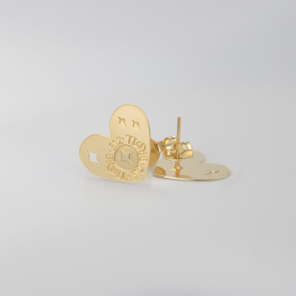 Golden Heart Ultra Slim Stud Earrings