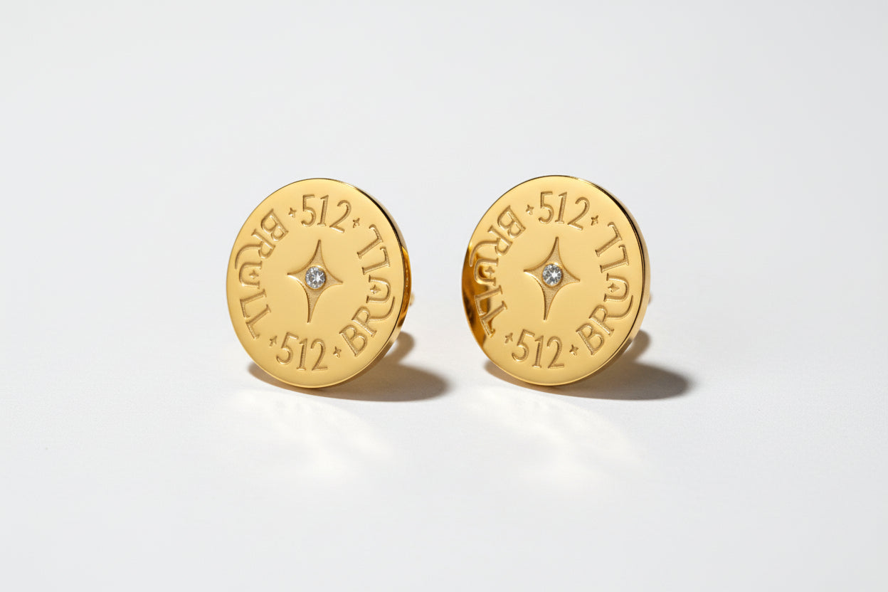 Revelation Gold Circle Stud Earrings