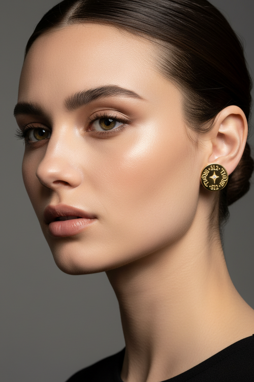 Revelations Gold Circle Stud Earrings