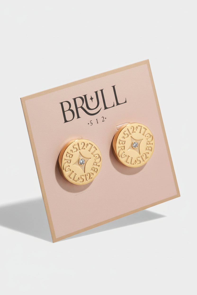 Revelation Gold Circle Stud Earrings