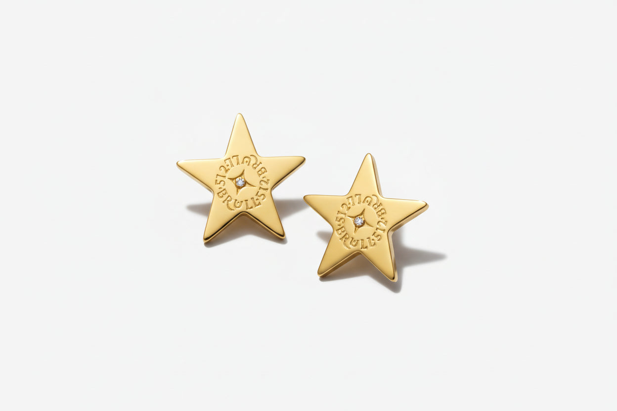 Brull 512 Gold Star Stud  Earings