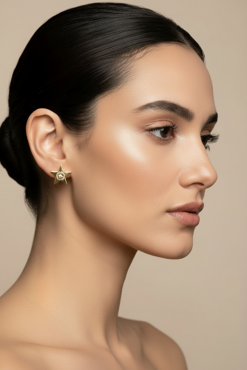 512 BRULL Gold Star Stud  Earings