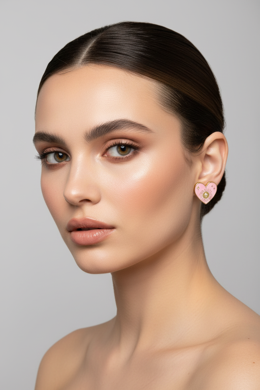 Pink Heart Puerto Banús Stud Earrings