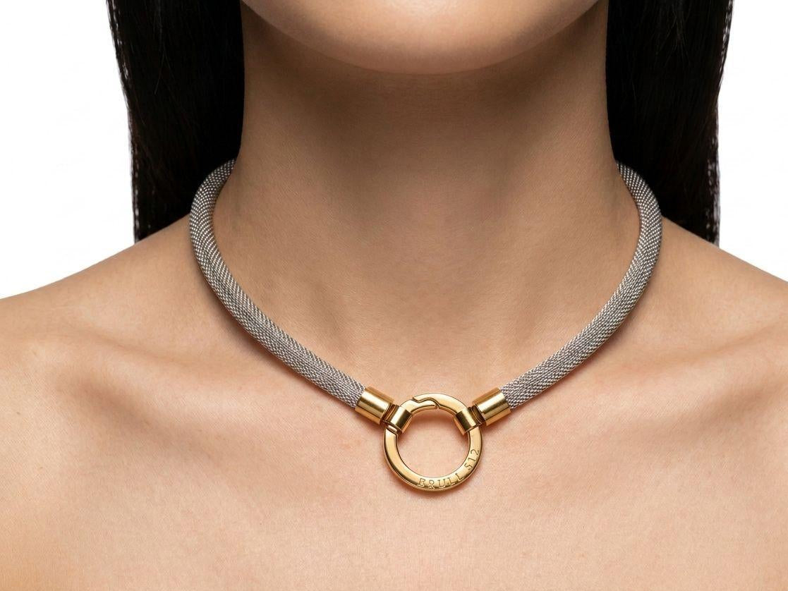 512 BRULL Signature Mesh Choker Necklace – Two-Tone Stainless Steel & Gold Clasp