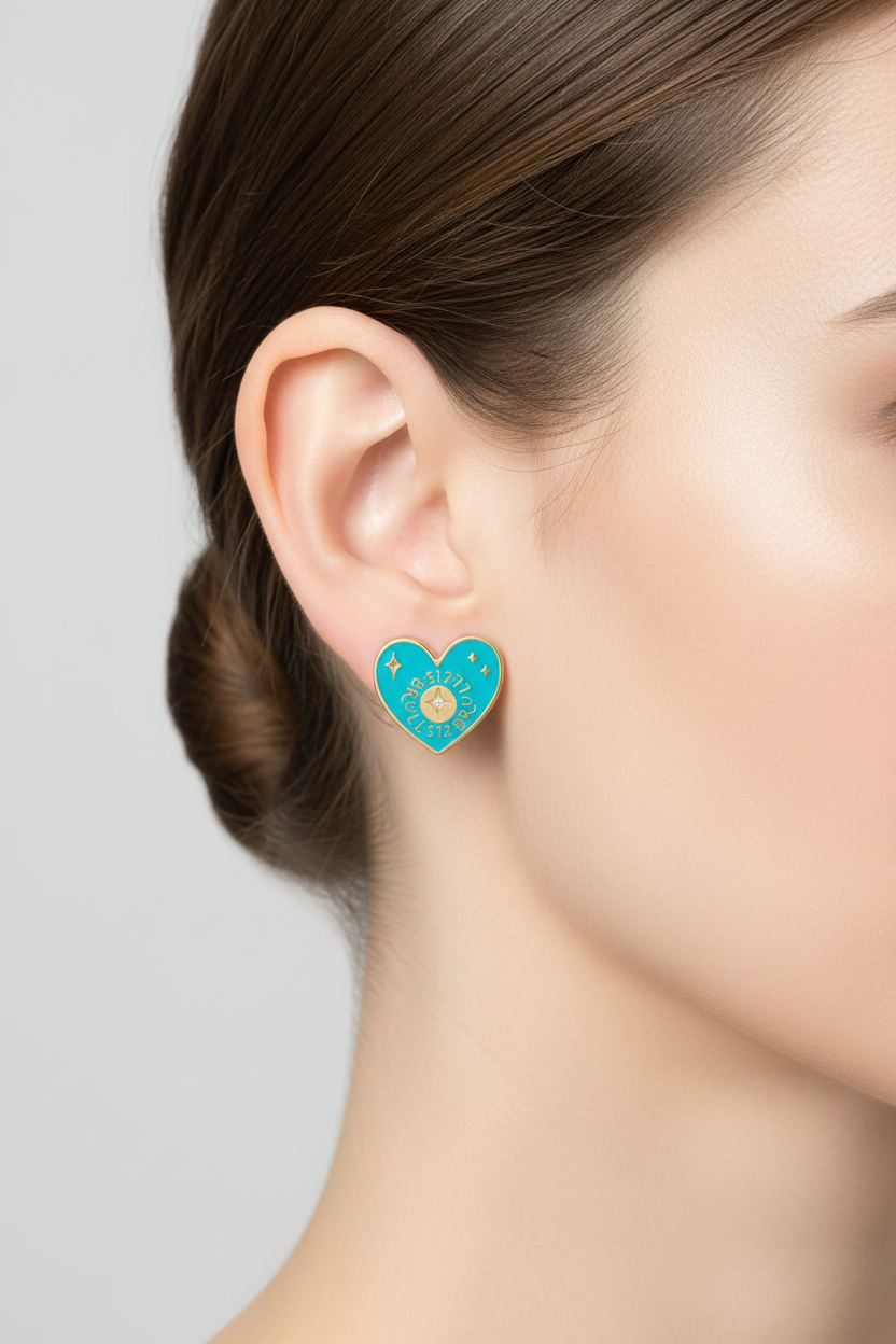 Turquoise Heart Puerto Banús Stud Earrings