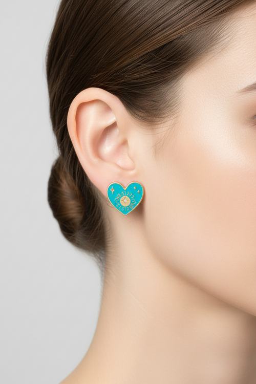 Turquoise Heart Puerto Banús Stud Earrings