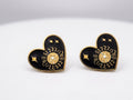 Black Enamel Heart Puerto Banús Stud Earrings