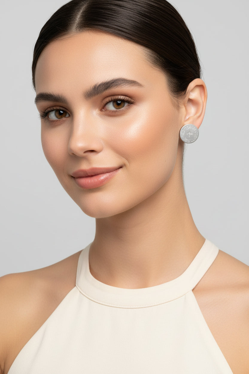 Brull 512 Silver Circle Stud Earrings